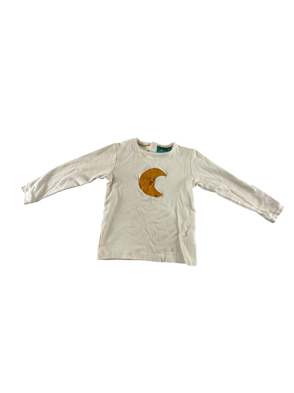 Little Green Radicals Cream Long-Sleeve Top with Mustard Moon Applique
